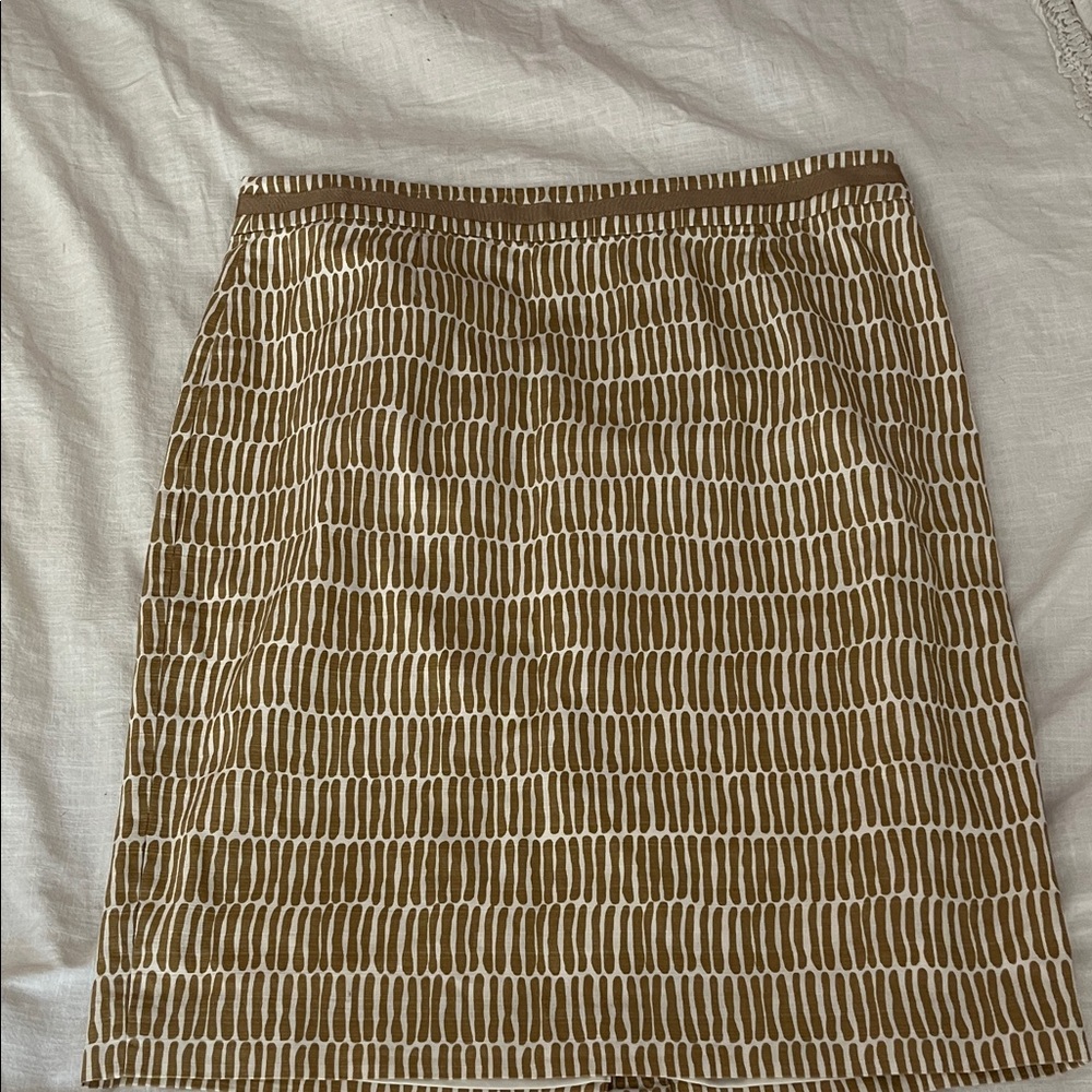 Boden Tan and Cream Patterned Pencil Skirt